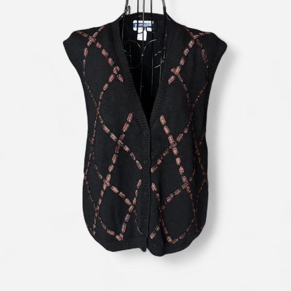 Pendleton Vintage 100% Virgin Wool Black Knit Sweater Vest - Size XL